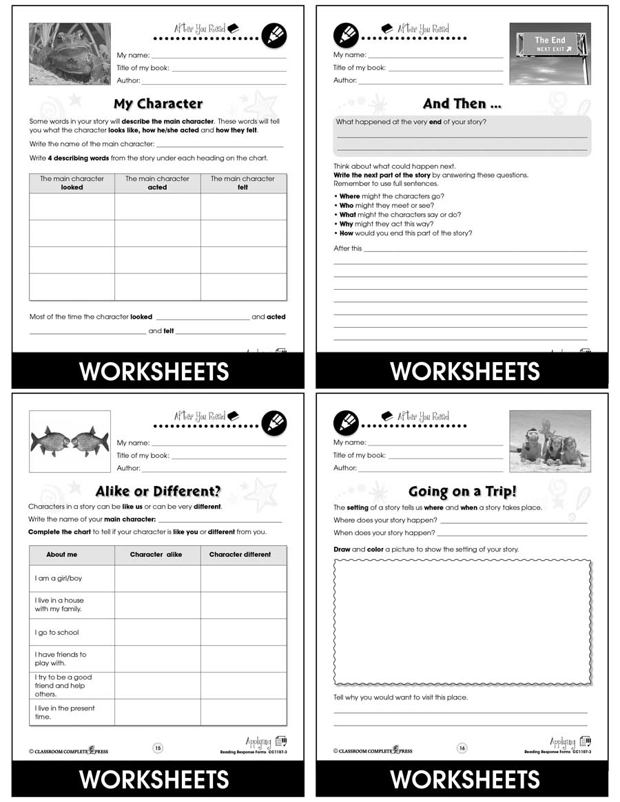 Reading Response Forms: Applying Gr. 3-4 - Chapter Slice eBook
