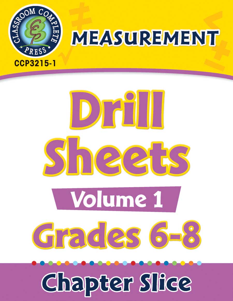 Measurement - Drill Sheets Vol. 1 Gr. 6-8 - Chapter Slice eBook
