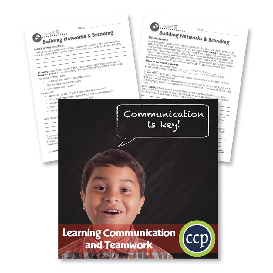 Learning Communication & Teamwork: Building a Personal Brand & Elevator Speech Gr. 3-8+ - WORKSHEETS - eBook