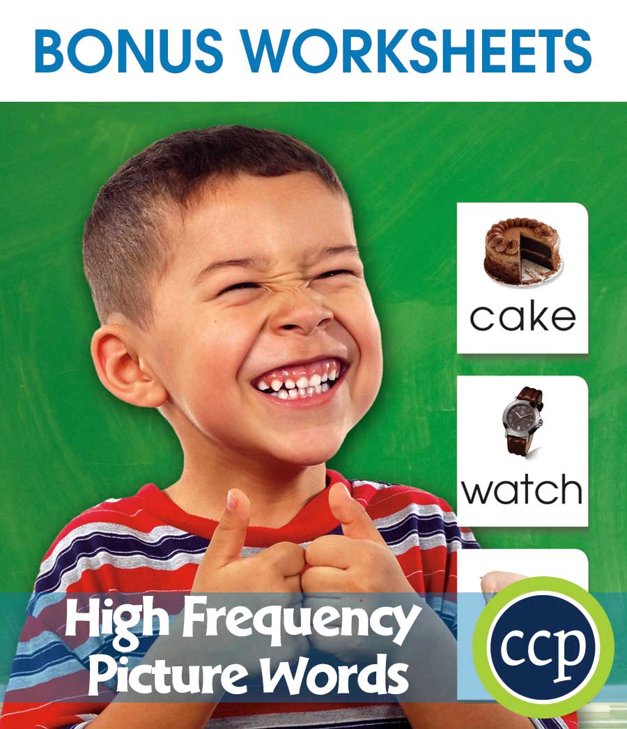 High Frequency Picture Words Gr. PK-2 - BONUS WORKSHEETS - eBook