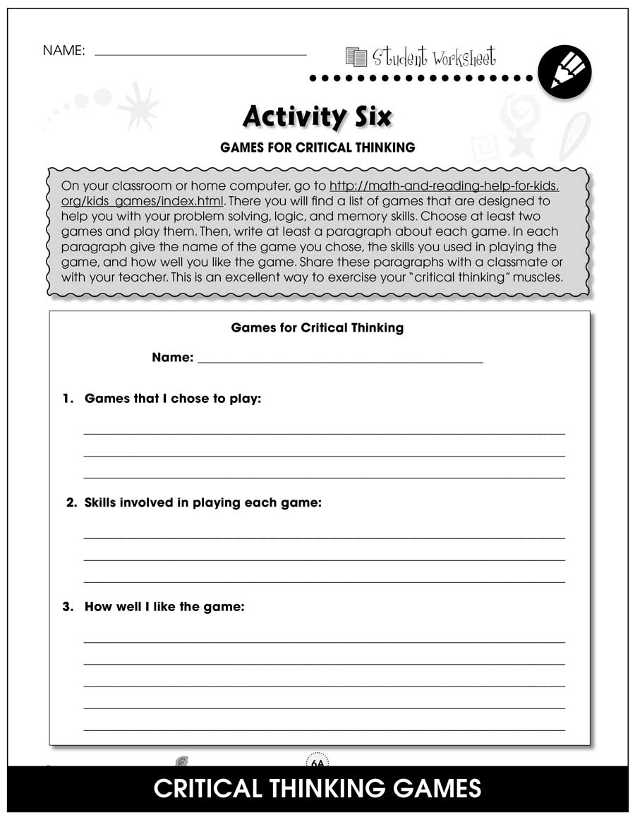 Critical Thinking BONUS WORKSHEETS Grades 5 To 8 EBook Bonus Worksheets CCP Interactive