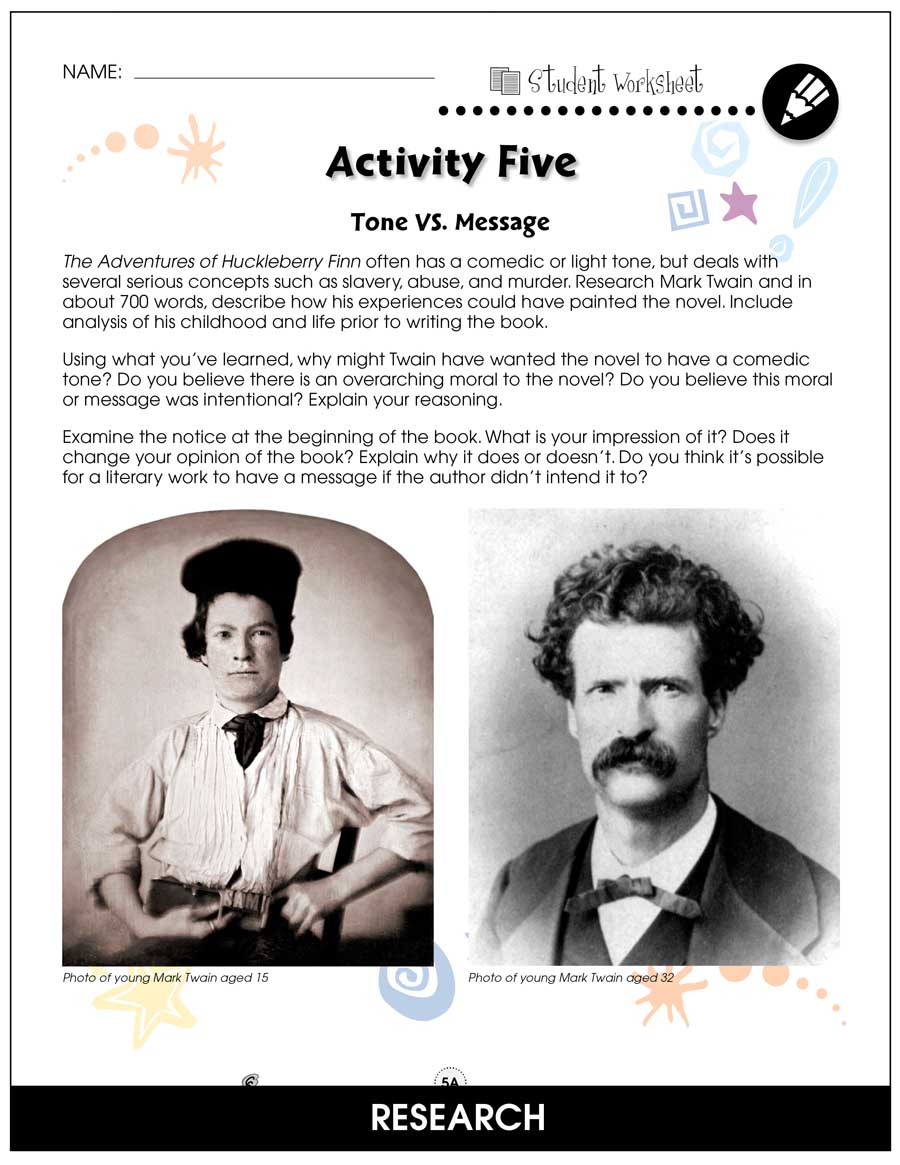 The Adventures of Huckleberry Finn - Literature Kit Gr. 9-12 - BONUS WORKSHEETS - eBook