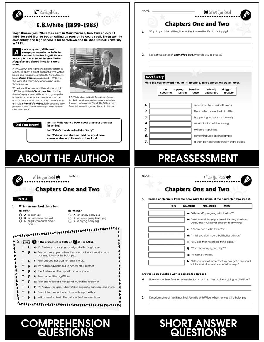 Charlottes Web - Novel Study Guide - Grades 3 to 4 - Print Book