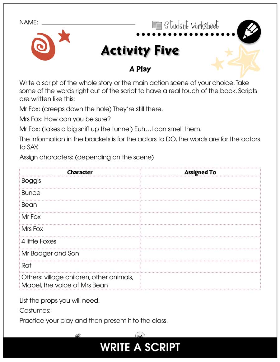 Fantastic Mr Fox BONUS WORKSHEETS Grades 3 To 4 EBook Bonus Worksheets CCP Interactive
