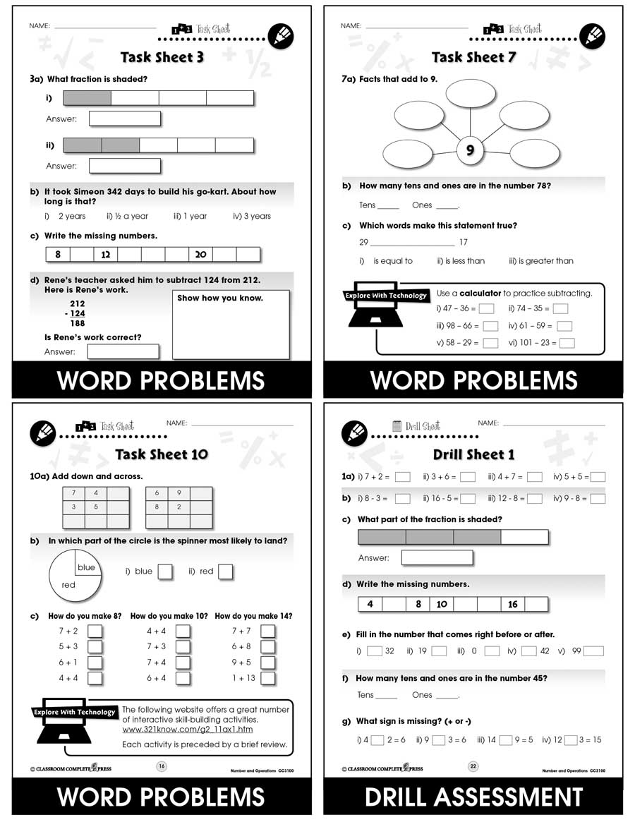 Number Operations Task Sheets Grades PK To 2 Print Book Lesson Plan CCP Interactive