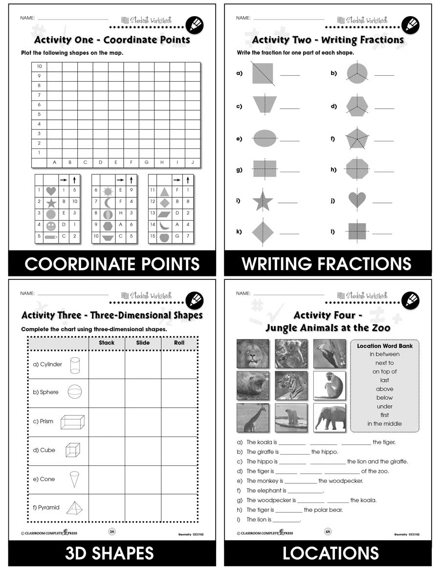 Geometry - Task Sheets Gr. PK-2 - BONUS WORKSHEETS - eBook