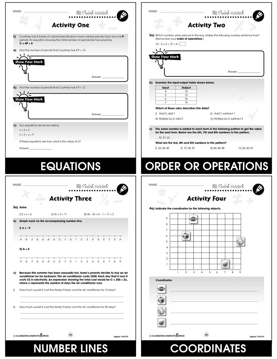 Algebra - Task Sheets Gr. 3-5 - BONUS WORKSHEETS - eBook