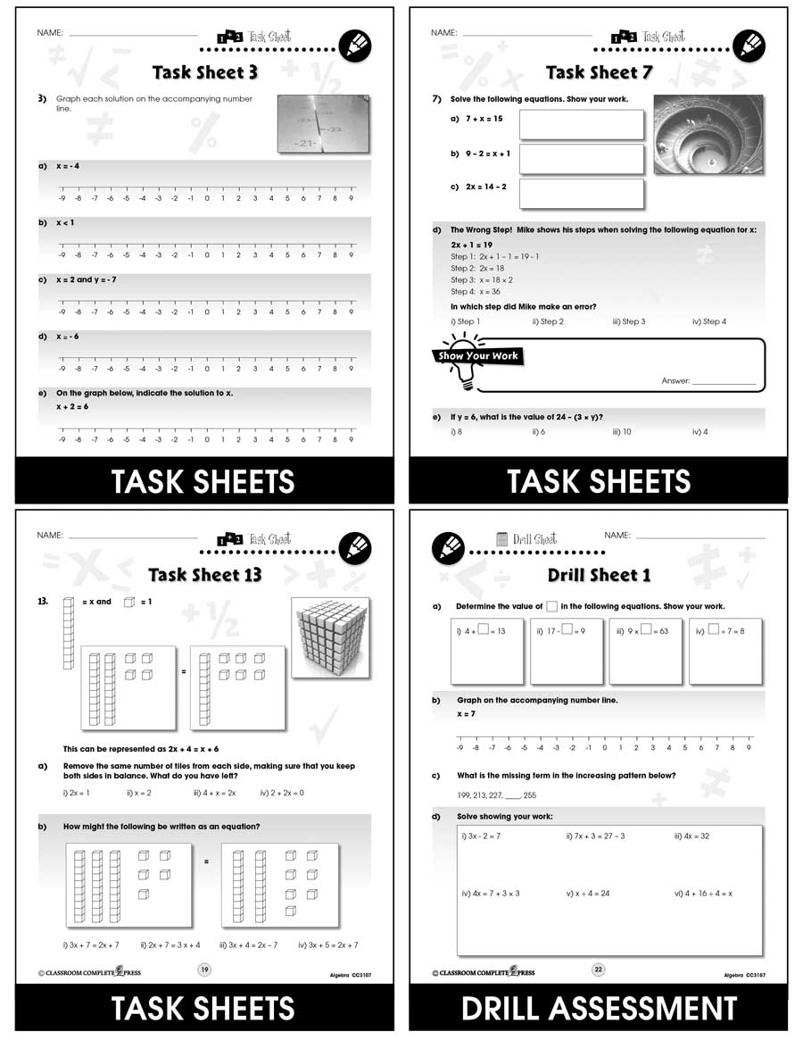 Algebra - Task Sheets Gr. 3-5 - print book