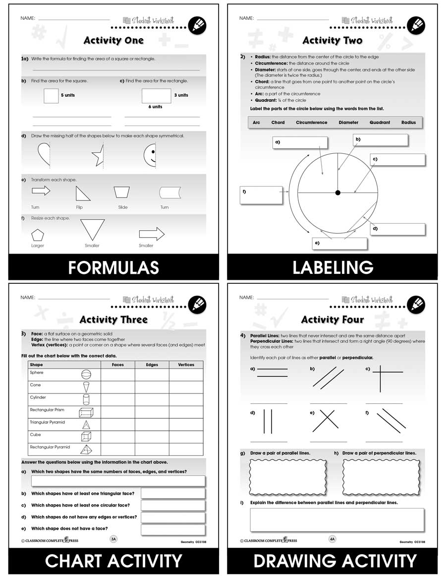 Geometry - Task Sheets Gr. 3-5 - BONUS WORKSHEETS - eBook
