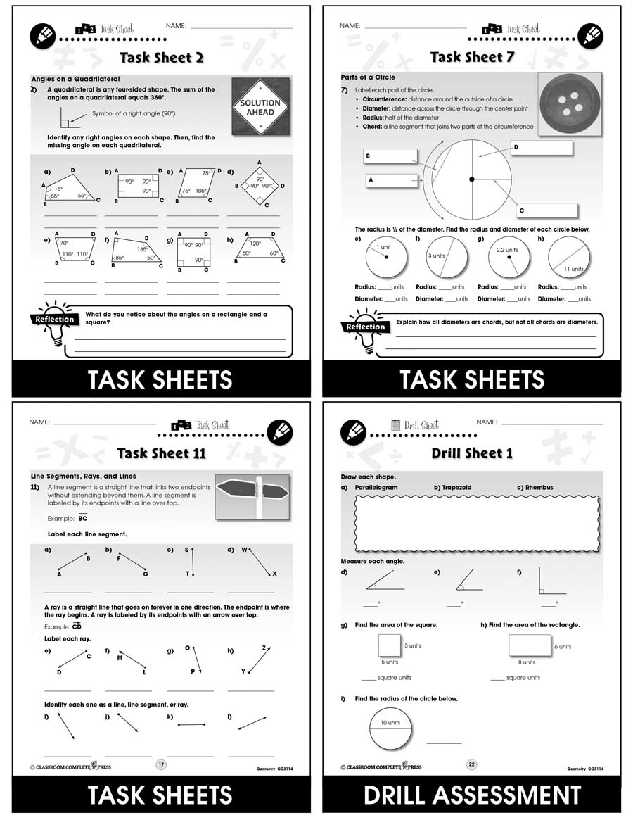 Geometry - Task Sheets Gr. 6-8 - print book