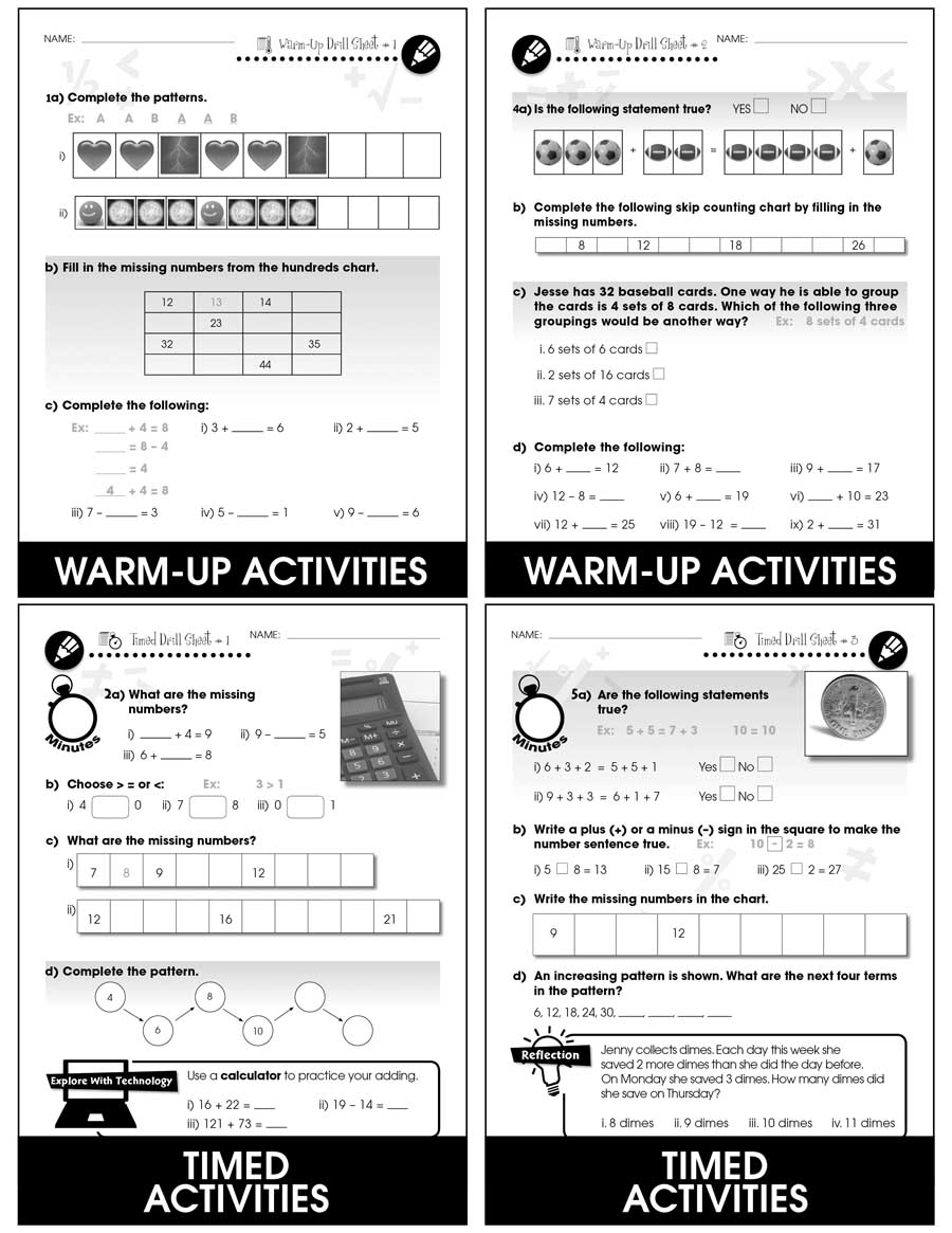 Algebra - Drill Sheets Gr. PK-2 - print book