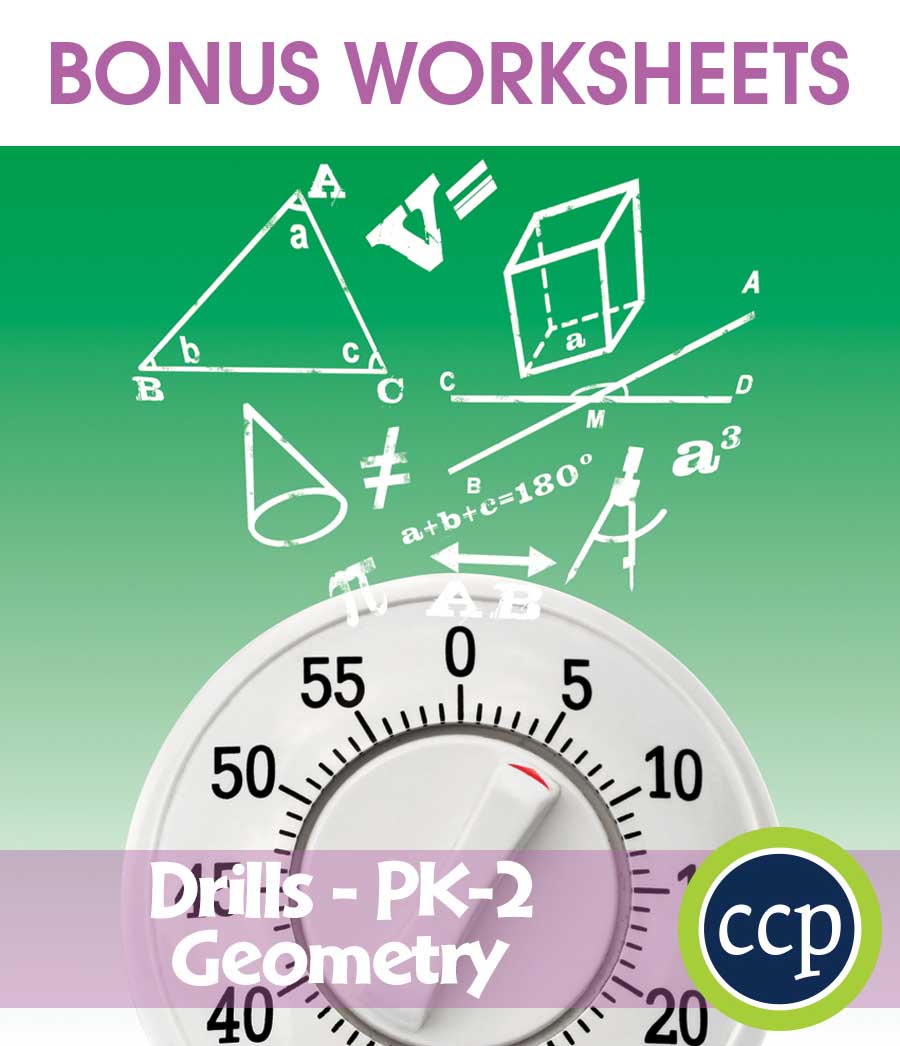 Geometry - Drill Sheets Gr. PK-2 - BONUS WORKSHEETS - eBook