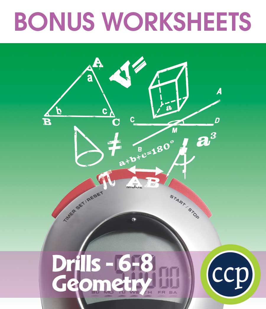 Geometry - Drill Sheets Gr. 6-8 - BONUS WORKSHEETS - eBook