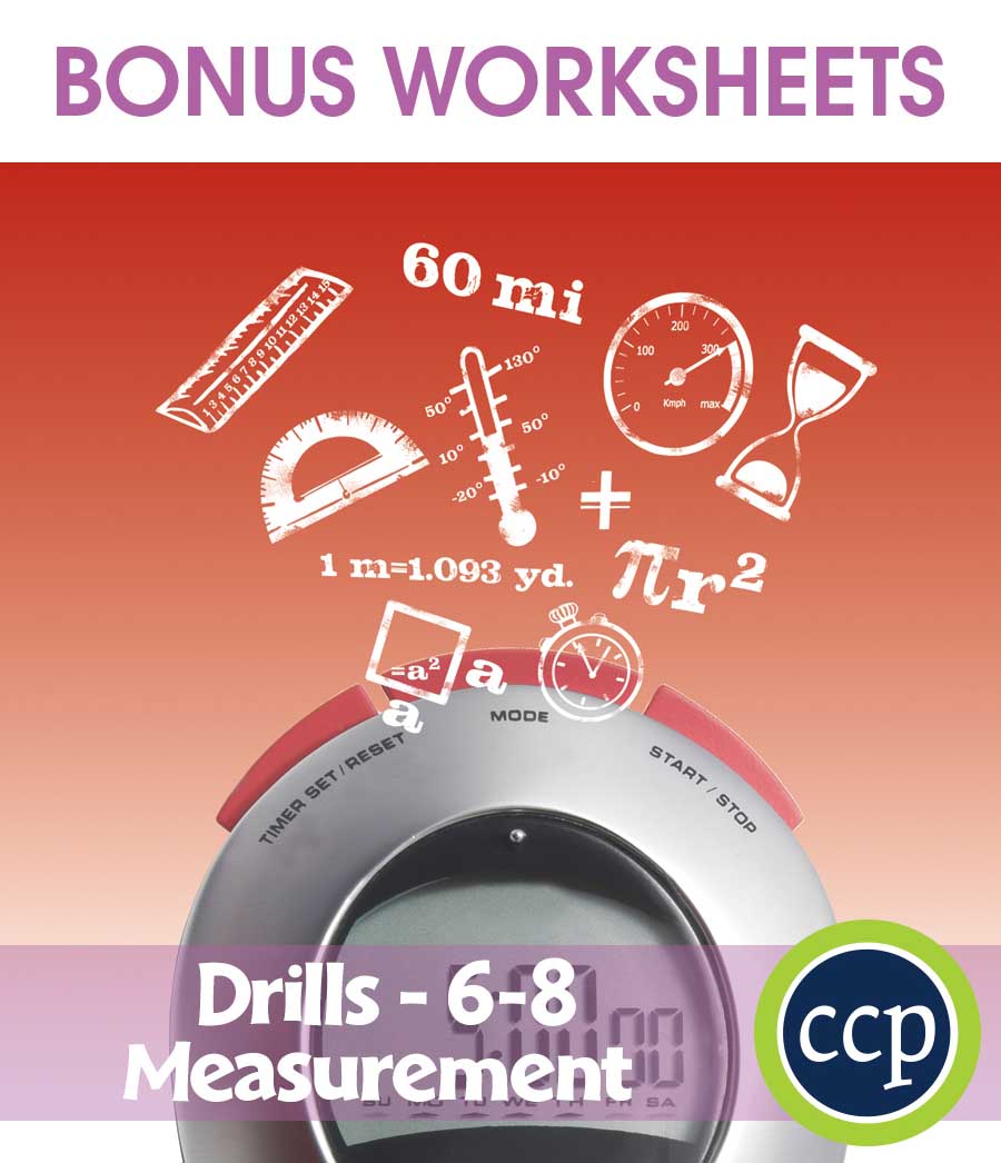 Measurement - Drill Sheets Gr. 6-8 - BONUS WORKSHEETS - eBook