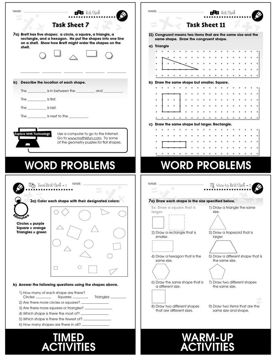 Geometry - Task & Drill Sheets Gr. PK-2 - print book