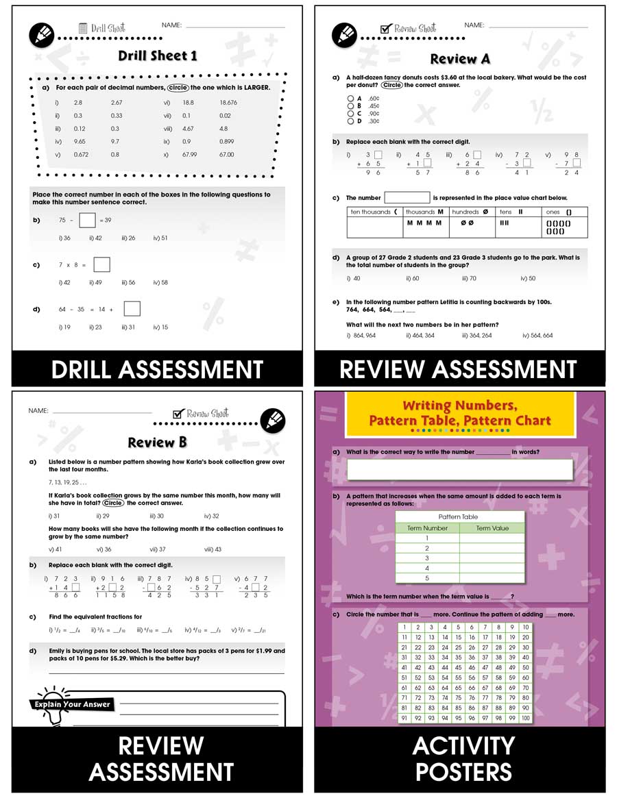 Number & Operations - Task & Drill Sheets Gr. 3-5 - print book