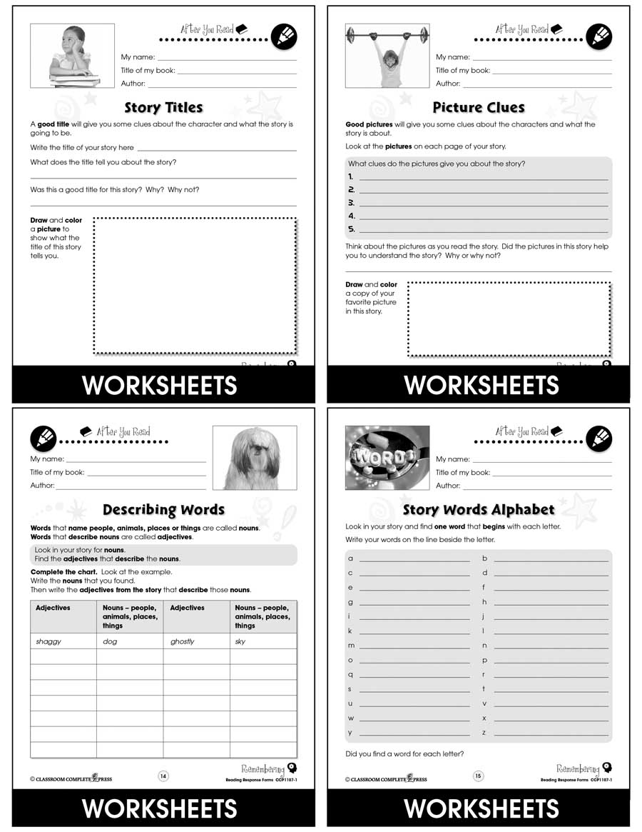 Reading Response Forms: Remembering Gr. 3-4 - Chapter Slice eBook