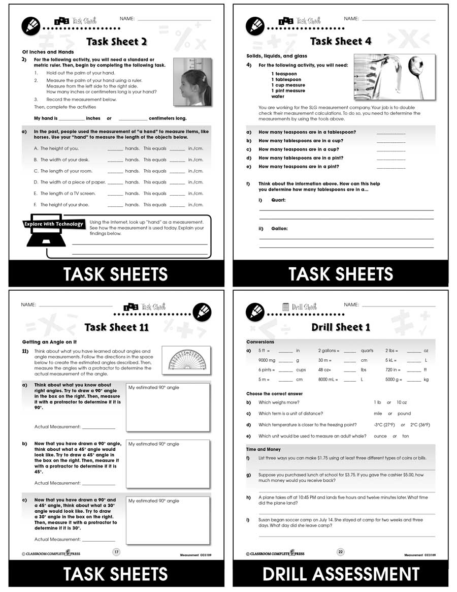 Measurement - Task Sheets Gr. 3-5 - eBook