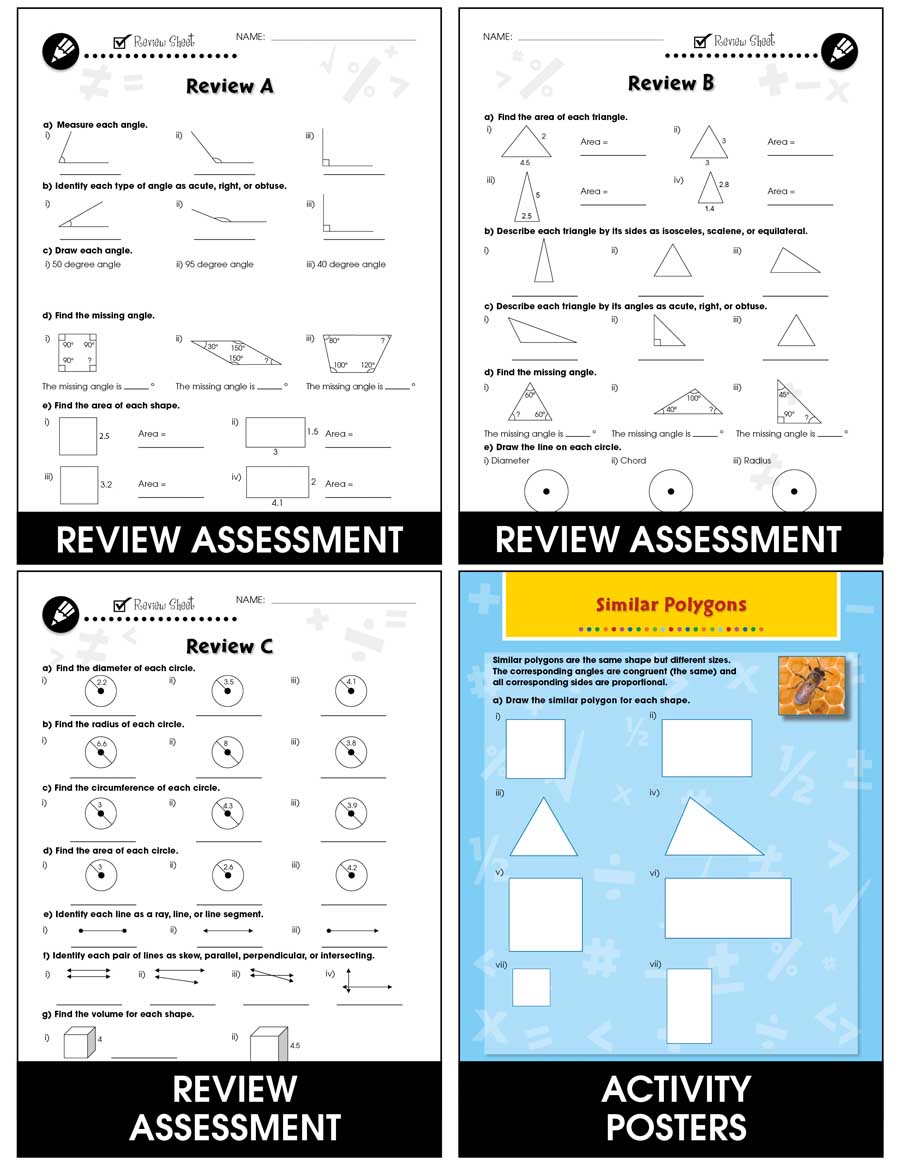 Geometry - Drill Sheets Gr. 6-8 - eBook