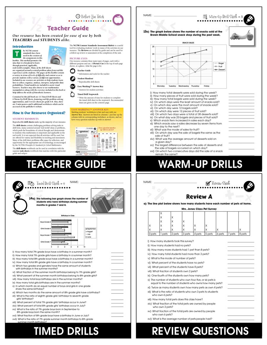 Data Analysis & Probability - Drill Sheets Vol. 5 Gr. 6-8 - Chapter Slice eBook