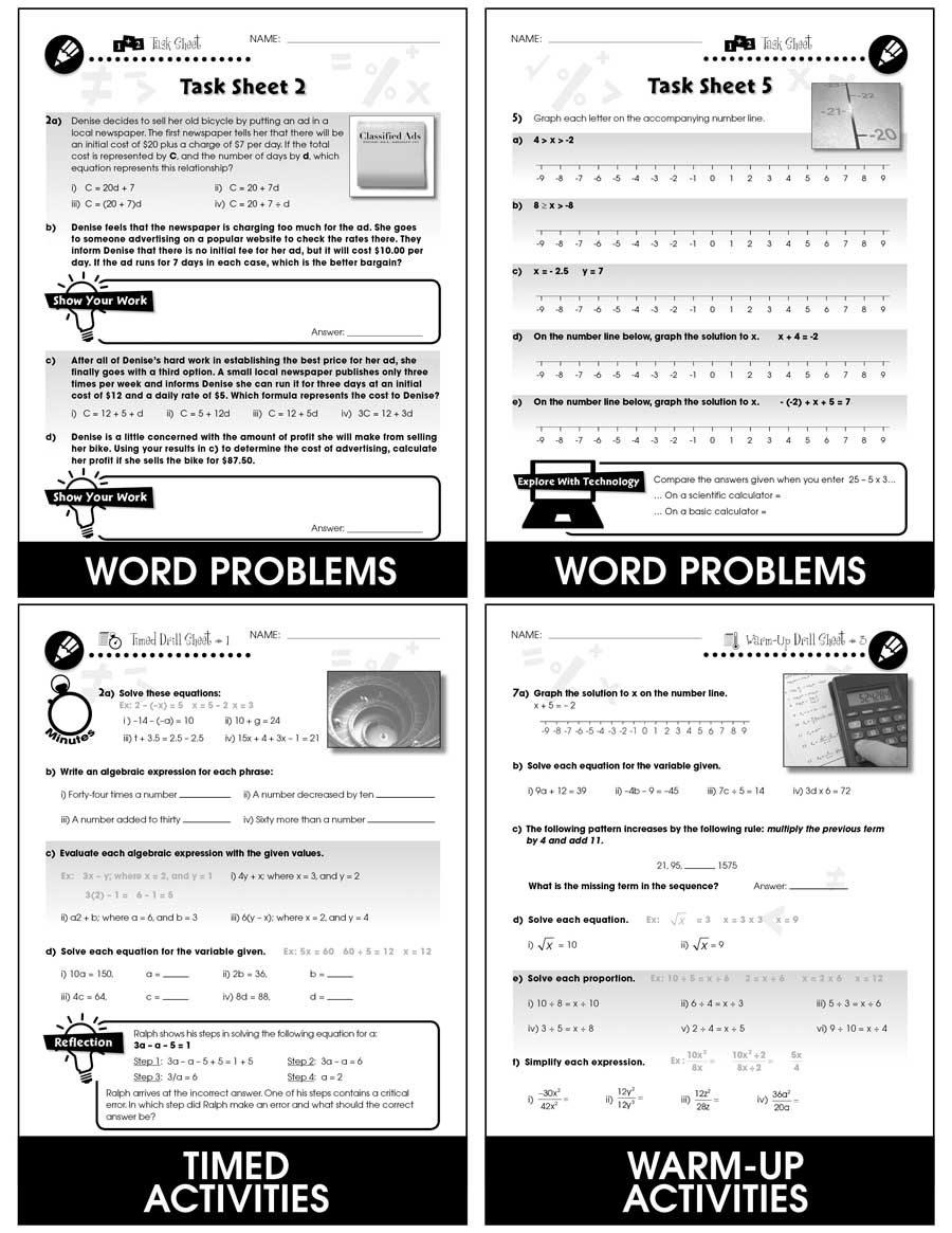 Algebra - Task & Drill Sheets Gr. 6-8 - eBook