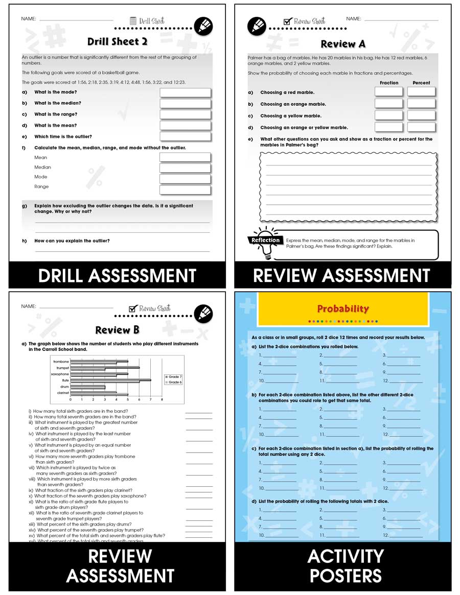 Data Analysis & Probability - Task & Drill Sheets Gr. 6-8 - eBook