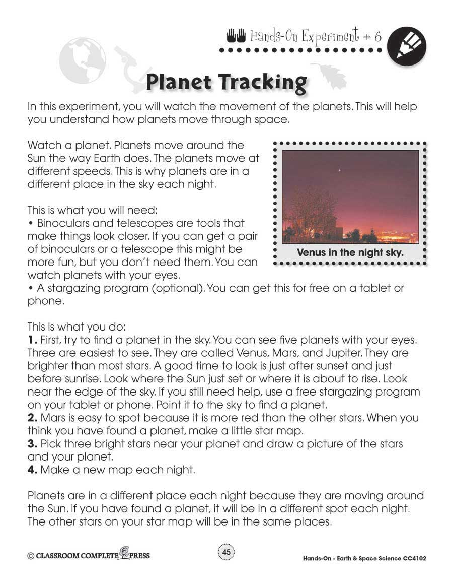 Earth & Space Science: Planet Tracking Gr. 1-5 - WORKSHEETS - eBook
