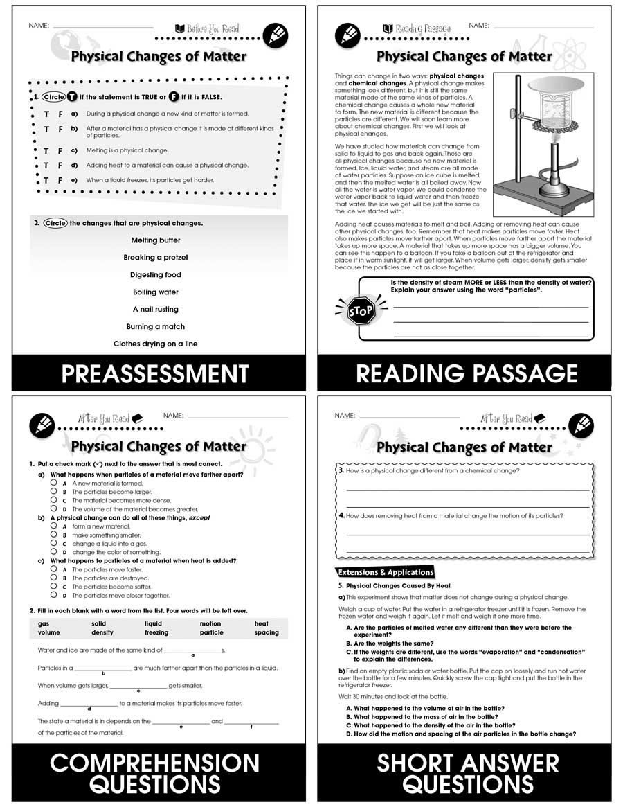 Properties Of Matter Worksheet