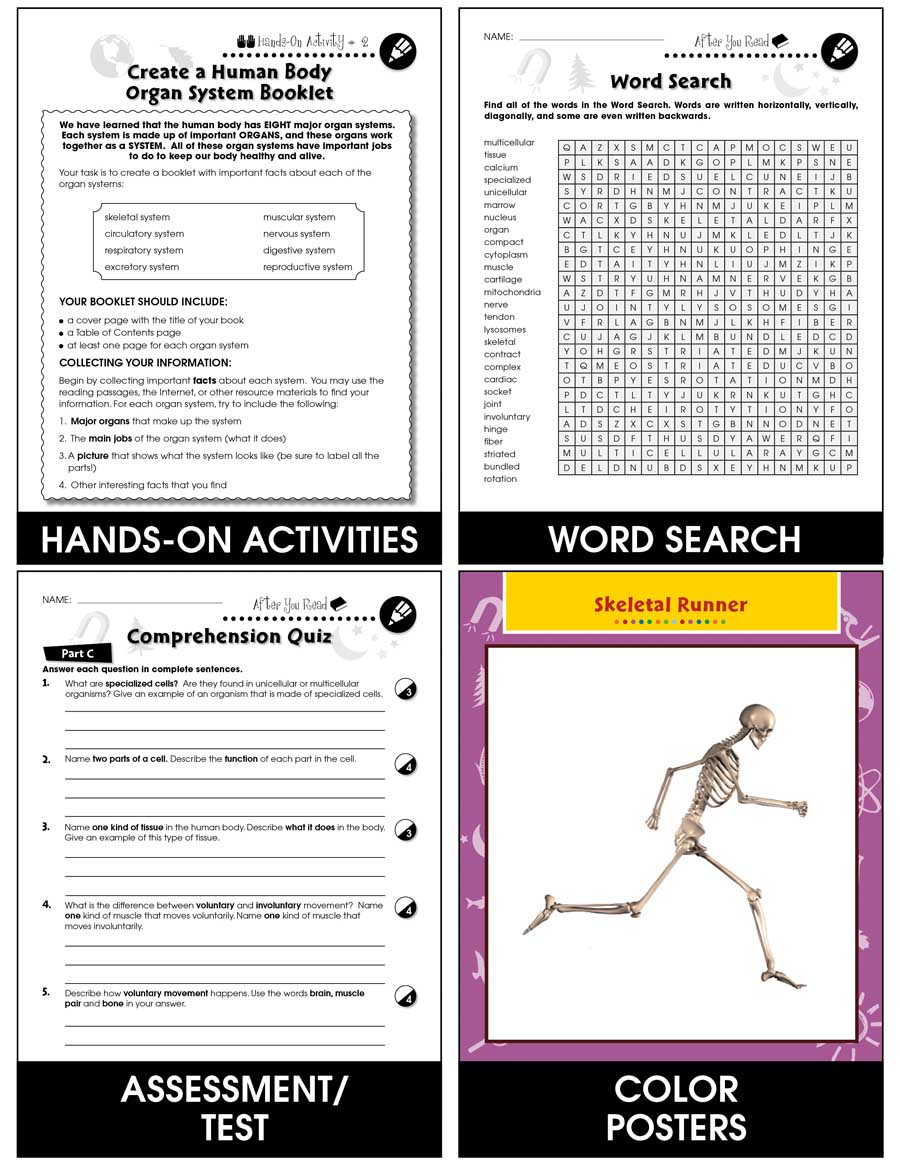 Cells, Skeletal & Muscular Systems: Cell Structures & Functions Gr. 5-8 - Chapter Slice eBook