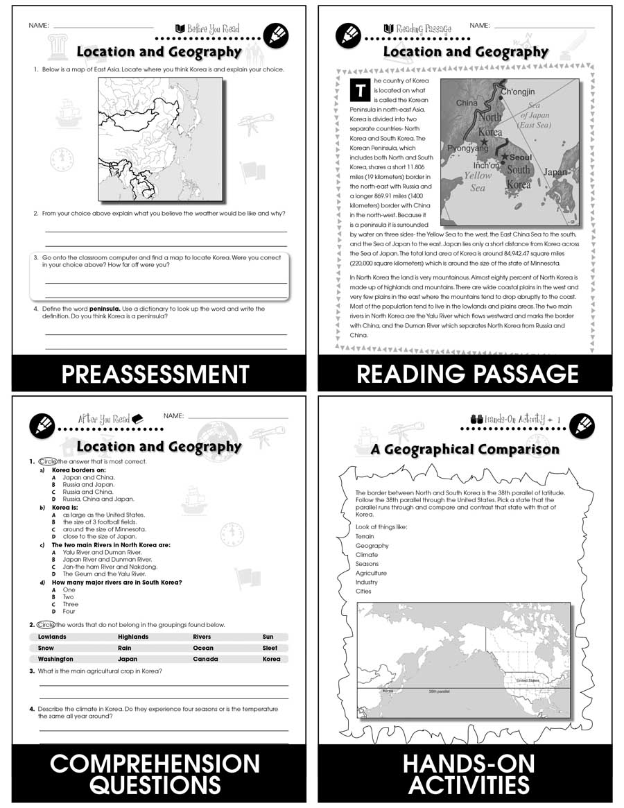 Korean War: Location and Geography Gr. 5-8 - Chapter Slice eBook