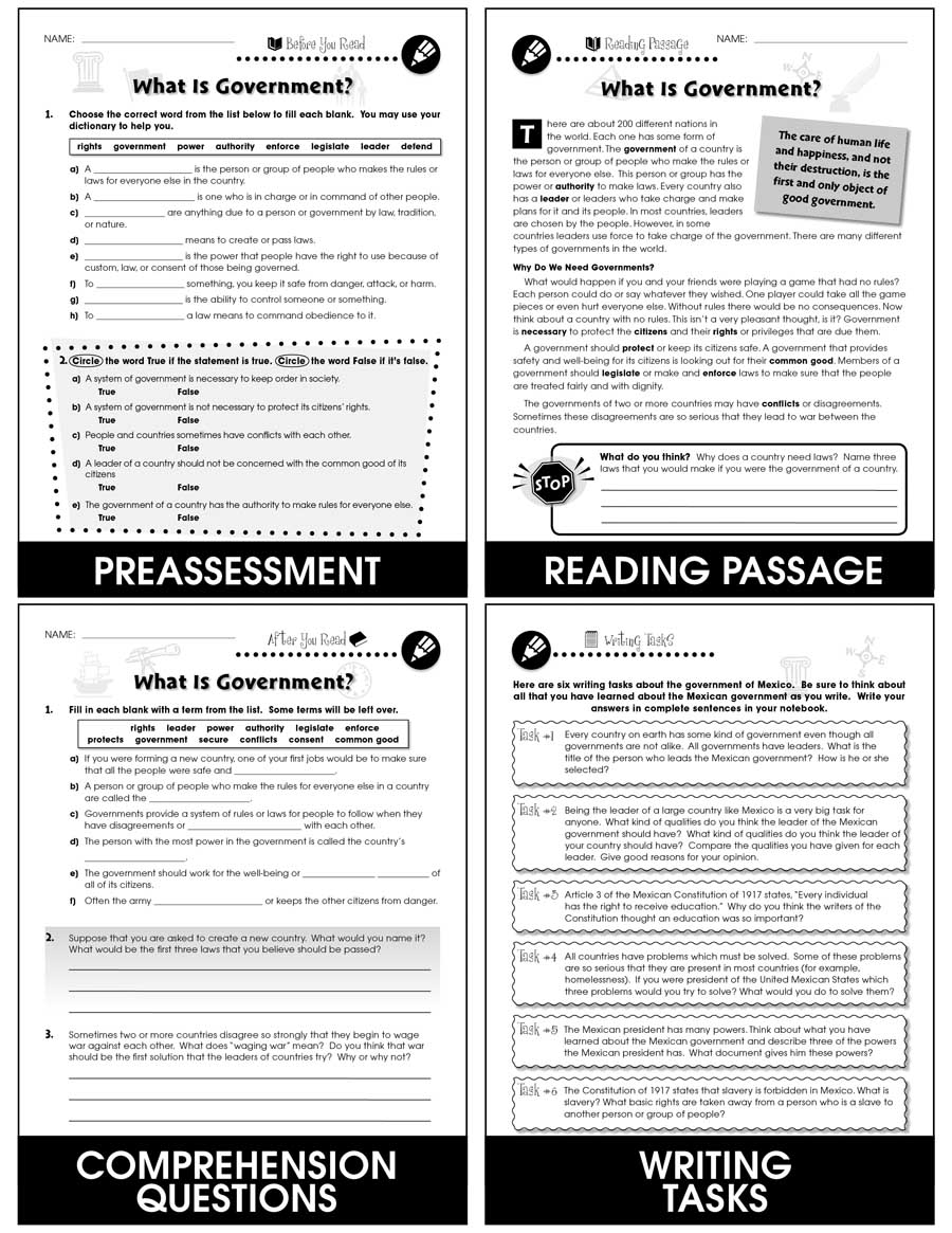 Mexican Government What Is Government Gr 5 8 Grades 5 To 8 Lesson Plan Worksheets Ccp Interactive