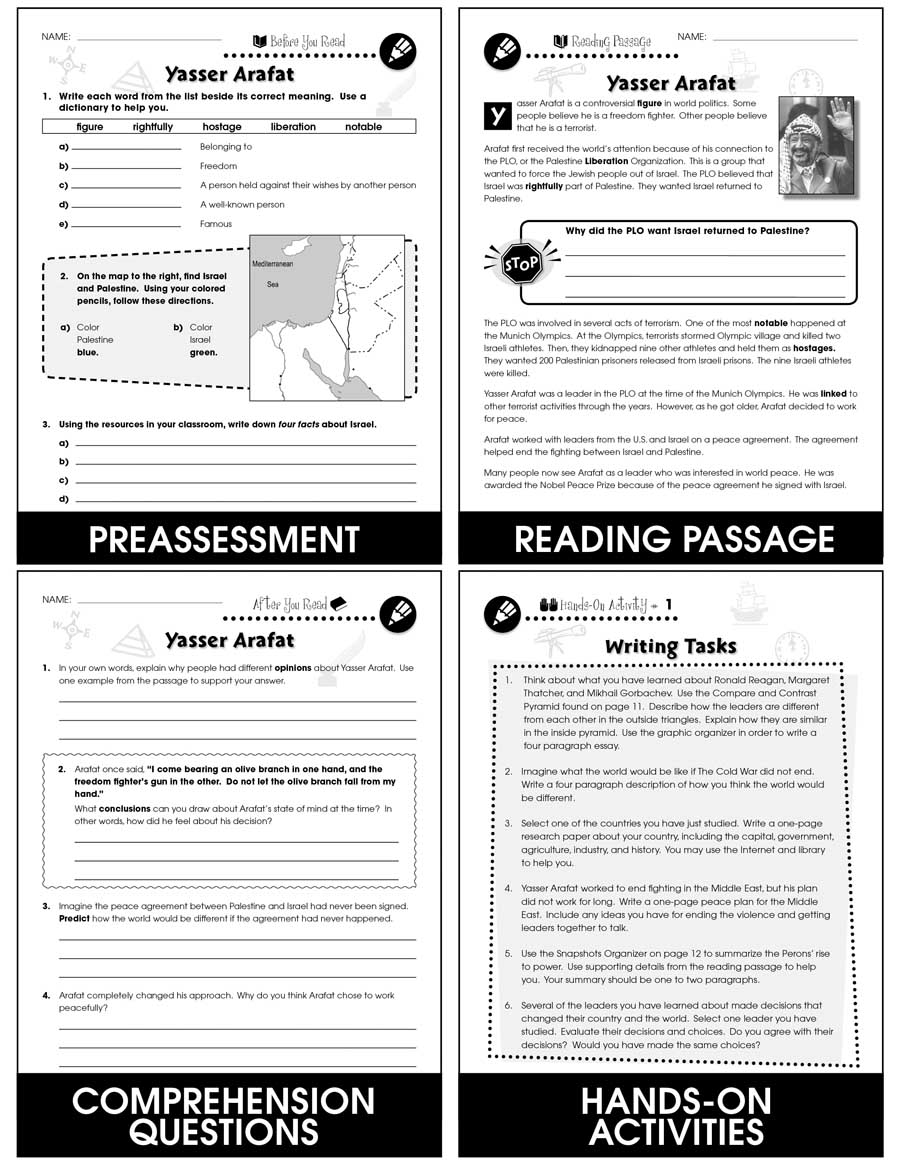 World Political Leaders Yasser Arafat Palestine Gr 5 8 Grades 5 To 8 Lesson Plan Worksheets Ccp Interactive
