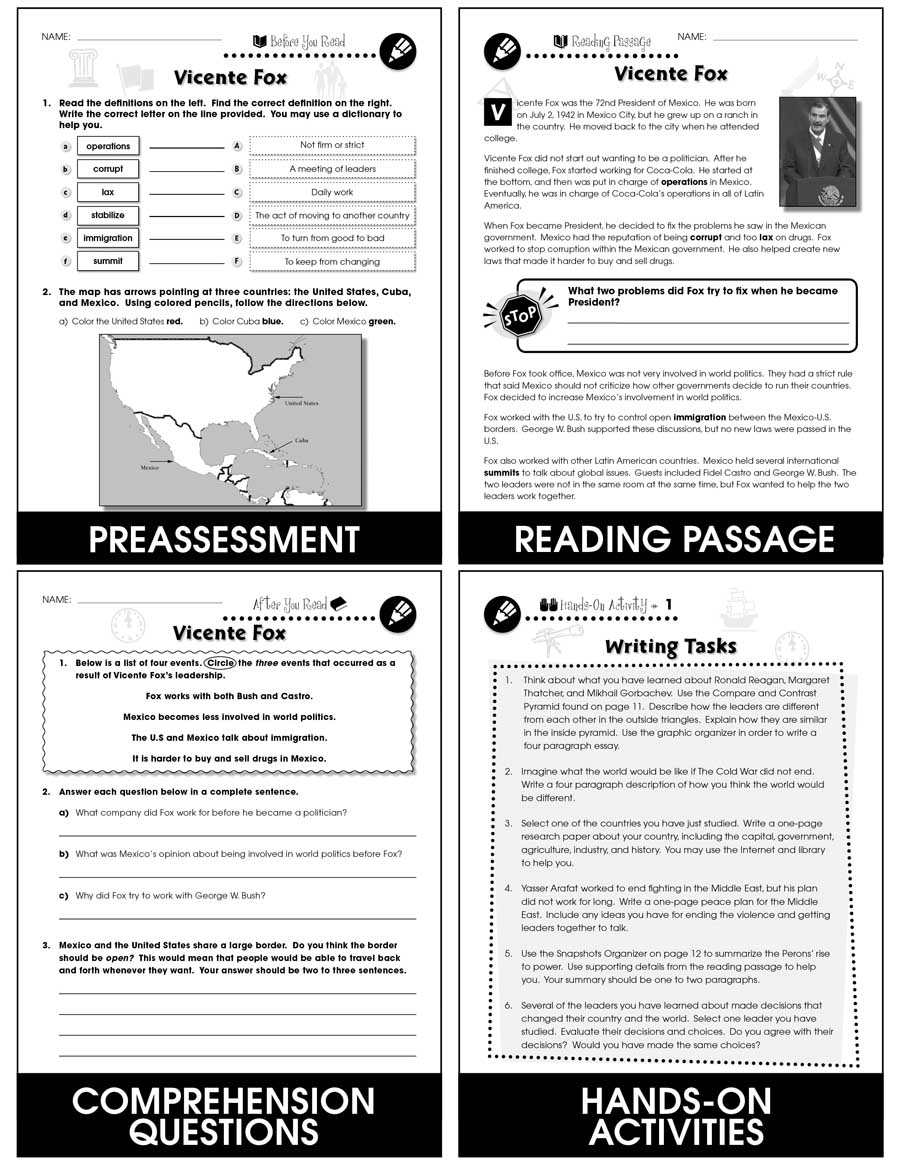 World Political Leaders: Vicente Fox (Mexico) Gr. 5-8 - Chapter Slice eBook