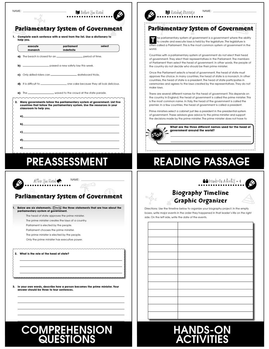 World Electoral Processes: Parliamentary System of Government Gr In The Electoral Process Worksheet Answers