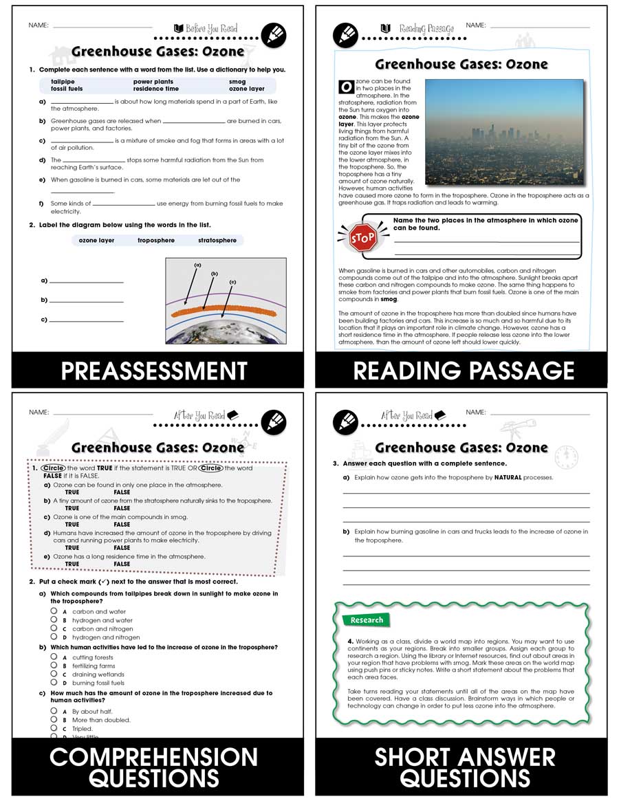 Climate Change: Causes: Greenhouse Gases: Ozone Gr. 5-8 - Chapter Slice eBook