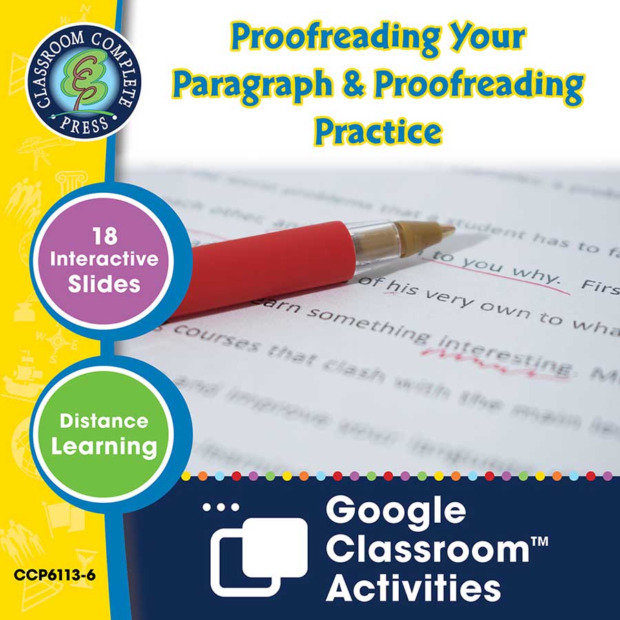 How to Write a Paragraph: Proofreading Your Paragraph & Proofreading Practice - Google Slides Gr. 5-8 - eBook
