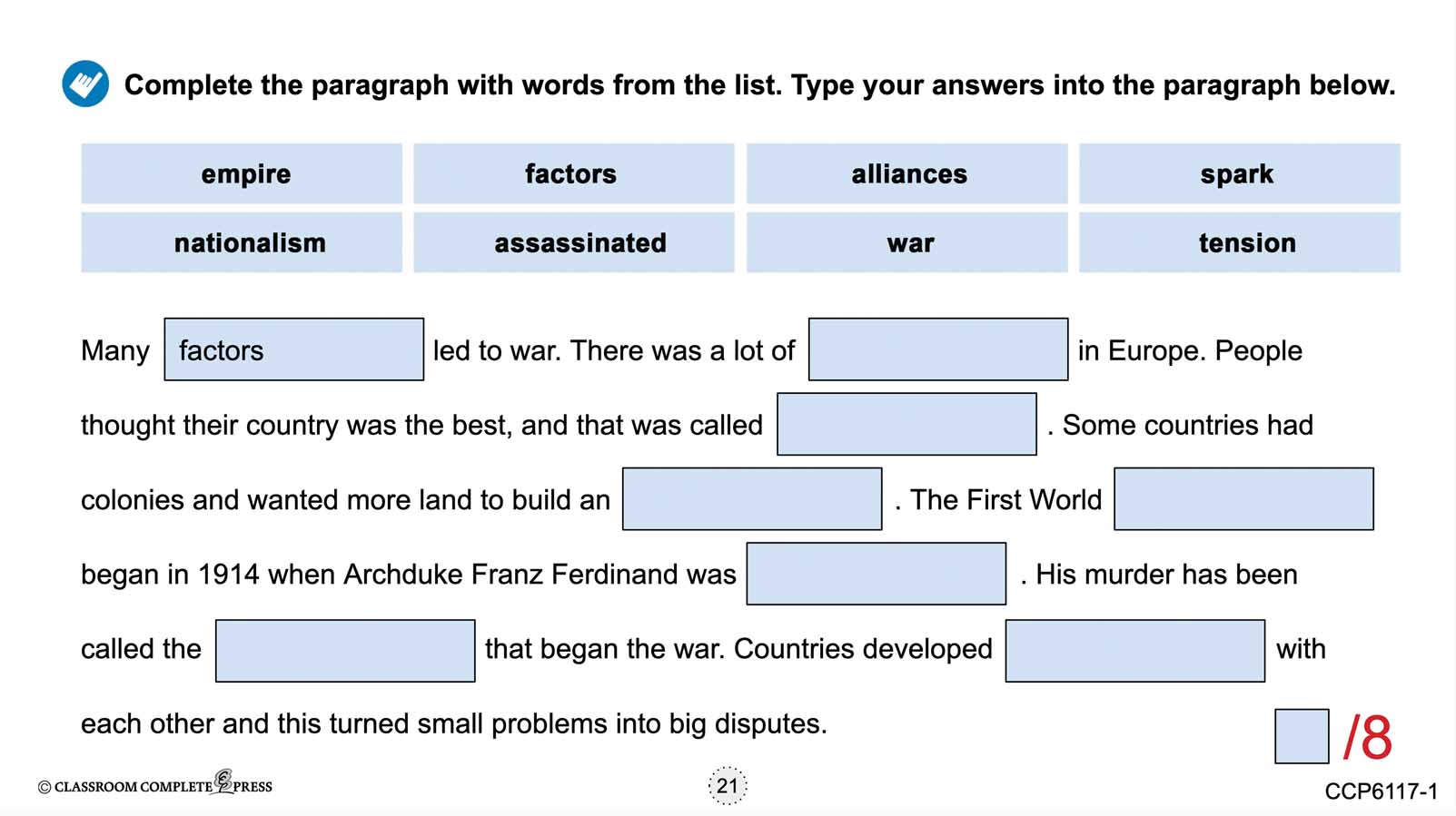 World War 1: Background and Causes - Google Slides Gr. 5-8 - eBook