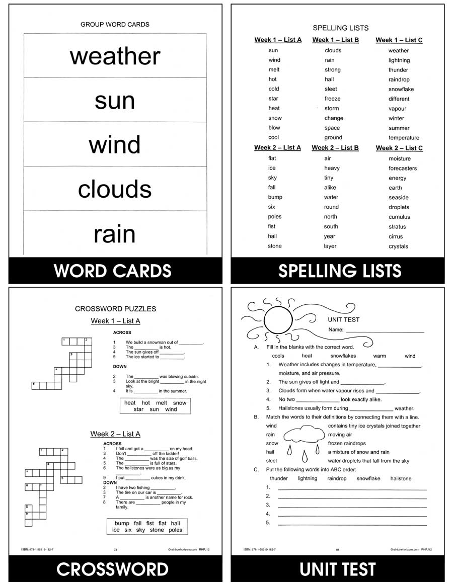 Weather Words: Sleet, Hail, Snow, Rain & Wind Gr. 1-3 - eBook
